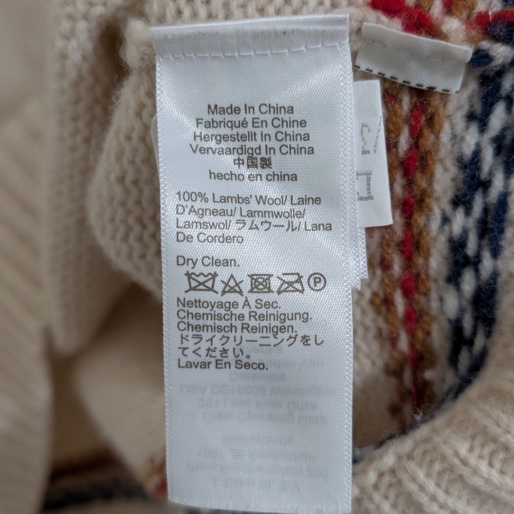 J. Crew 100% Lambswool Fair Isle yoked crewneck sweater Size M BM109 - Picture 5 of 6